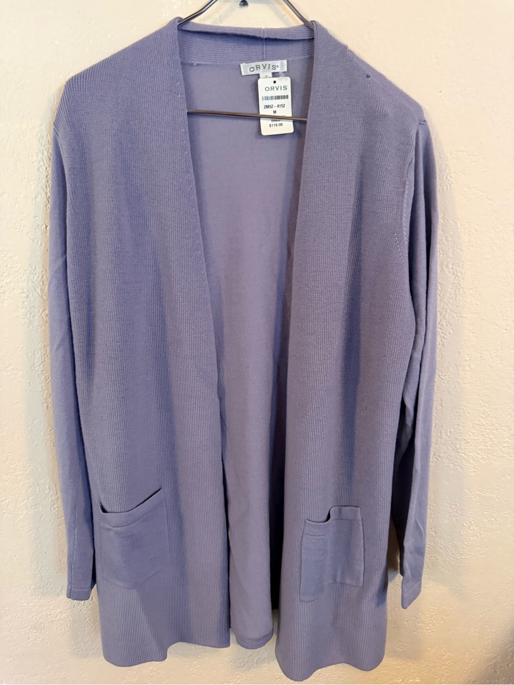 NWT Orvis Lavender Open-Front Women's Cardigan Sweater